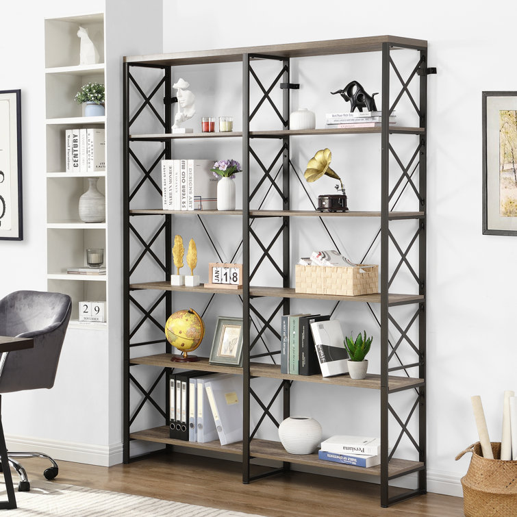 Gracie Oaks Khajag Double Wide 6 Tier Etagere Bookcase Vintage